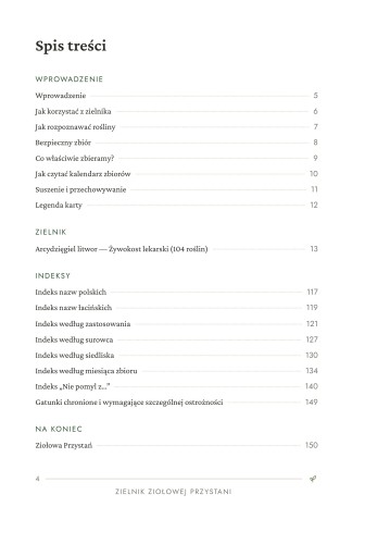 Zielnik Ziołowej Przystani — ebook — spis treści